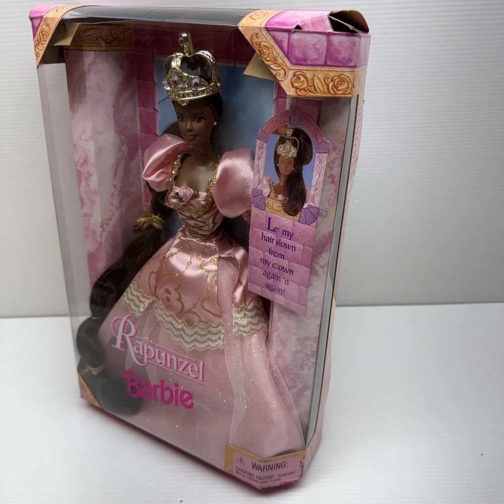 Vintage 1997 Rapunzel Barbie Doll African American Mattel 18164 Damaged Box